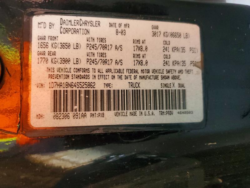 Aukcja sprzedaży 2004 Dodge Ram 1500, vin: 1D7HA18N64S525862, numer aukcji: 56518796