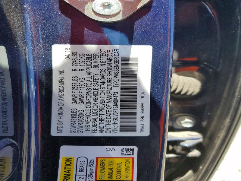 Aukcja sprzedaży 2018 Honda Accord, vin: 1HGCV3F19JA004173, numer aukcji: 57557706