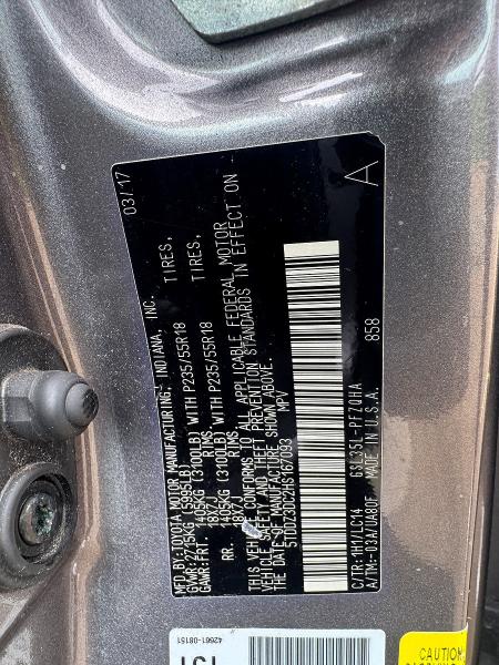 58819886 :رقم المزاد ، 5TDDZ3DC2HS167093 vin ، 2017 Toyota Sienna مزاد بيع