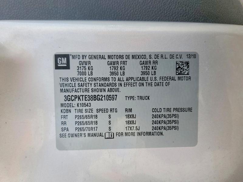 2011 Chevrolet Silverado მანქანა იყიდება აუქციონზე, vin: 3GCPKTE38BG210597, აუქციონის ნომერი: 58529066