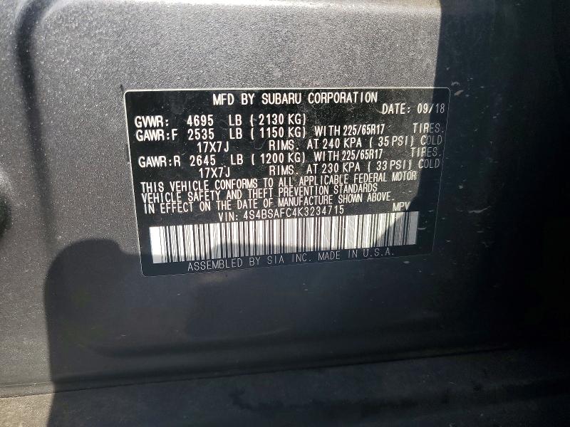 Aukcja sprzedaży 2019 Subaru Outback, vin: 4S4BSAFC4K3234715, numer aukcji: 58513196