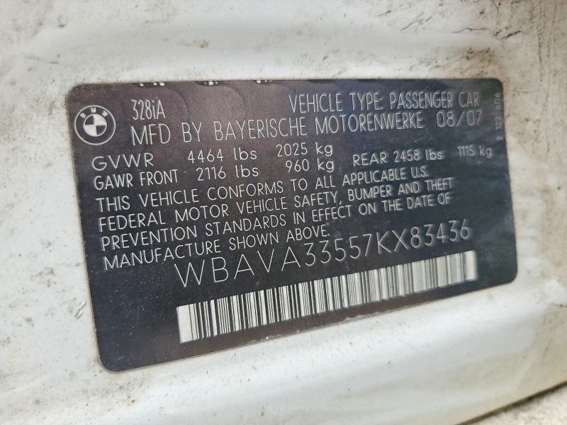 Продажа на аукционе авто 2007 Bmw 328, vin: WBAVA33557KX83436, номер лота: 54052786