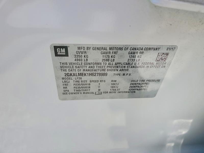 56969076 :رقم المزاد ، 2GKALMEK1H6278989 vin ، 2017 Gmc Terrain مزاد بيع