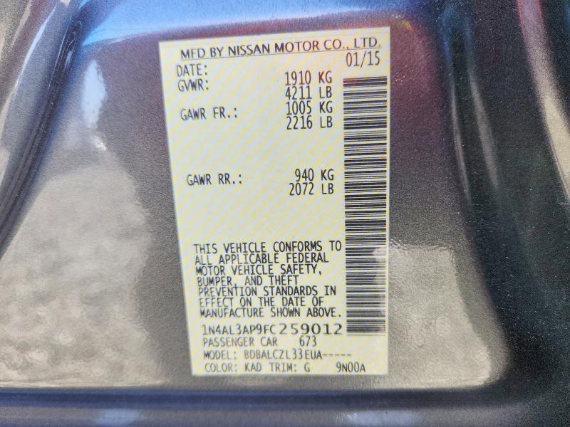 55386466 :رقم المزاد ، 1N4AL3AP9FC259012 vin ، 2015 Nissan Altima مزاد بيع