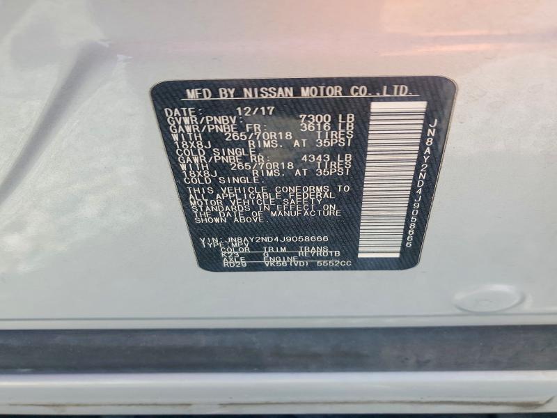 Продажа на аукционе авто 2018 Nissan Armada, vin: JN8AY2ND4J9058666, номер лота: 56341386