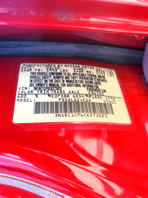 55618596 :رقم المزاد ، 3N1BC1CP6CK273023 vin ، 2012 Nissan Versa مزاد بيع