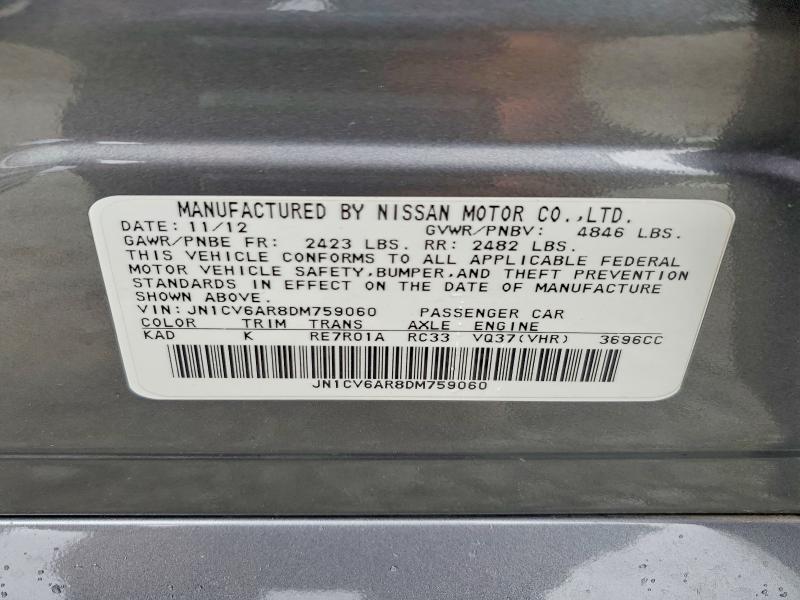 Aukcja sprzedaży 2013 Infiniti G37 Sedan, vin: JN1CV6AR8DM759060, numer aukcji: 58696326