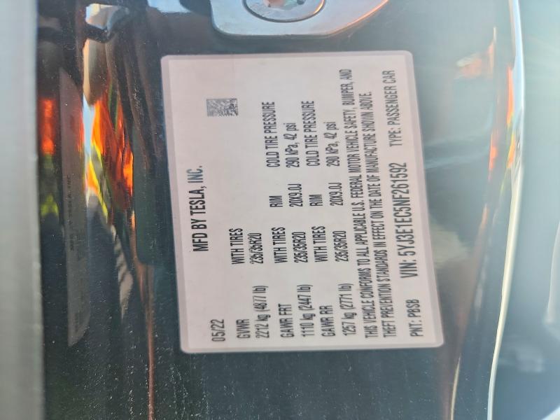 Продаж на аукціоні авто 2022 Tesla Model 3, vin: 5YJ3E1EC5NF261592, номер лоту: 58201516