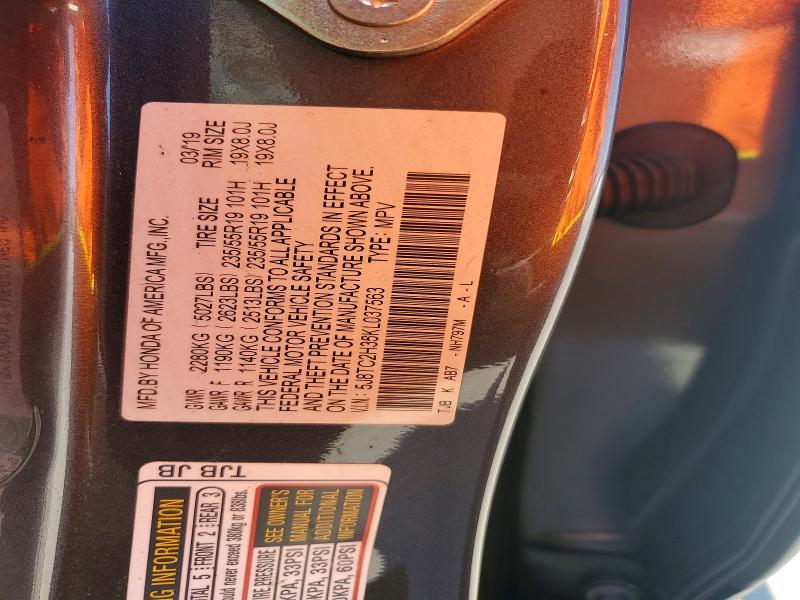 57416346 :رقم المزاد ، 5J8TC2H35KL037563 vin ، 2019 Acura Rdx مزاد بيع