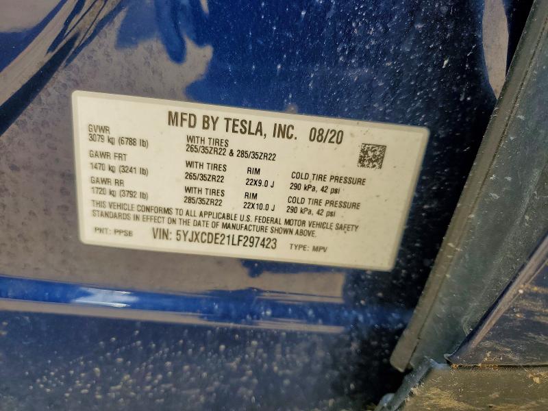 Aukcja sprzedaży 2020 Tesla Model X, vin: 5YJXCDE21LF297423, numer aukcji: 57038646