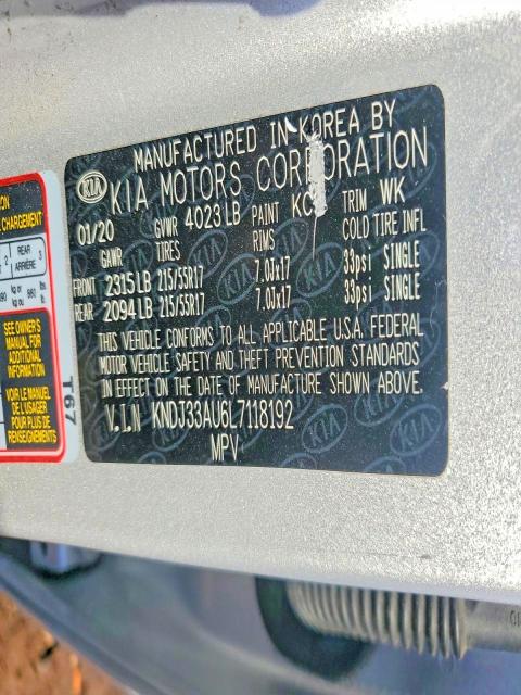 2020 Kia Soul მანქანა იყიდება აუქციონზე, vin: KNDJ33AU6L7118192, აუქციონის ნომერი: 59111476