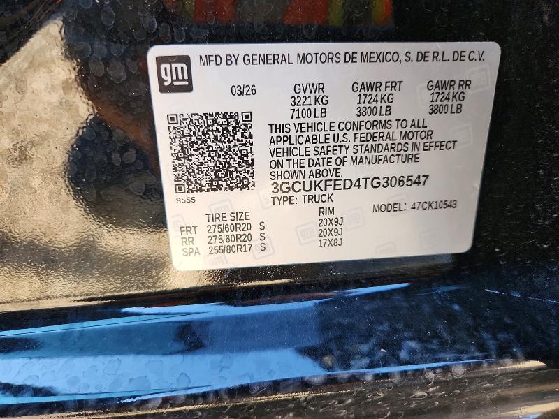Продажа на аукционе авто 2026 Chevrolet Silverado, vin: 3GCUKFED4TG306547, номер лота: 58030346