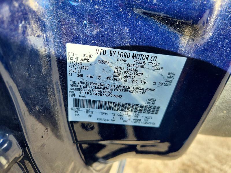 Продаж на аукціоні авто 2007 Ford F150, vin: 1FTPX14587NA77847, номер лоту: 56107666