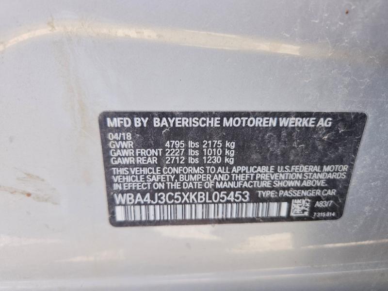 Aukcja sprzedaży 2019 Bmw 430xi, vin: WBA4J3C5XKBL05453, numer aukcji: 57108296