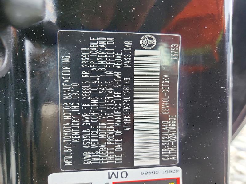 Продаж на аукціоні авто 2011 Toyota Camry, vin: 4T1BK3EK7BU126149, номер лоту: 57040276