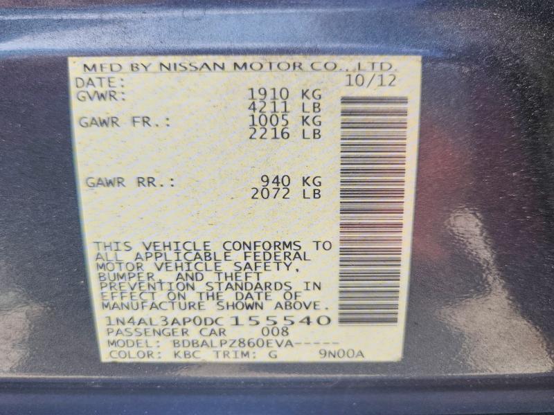 Aukcja sprzedaży 2013 Nissan Altima, vin: 1N4AL3AP0DC155540, numer aukcji: 58311636