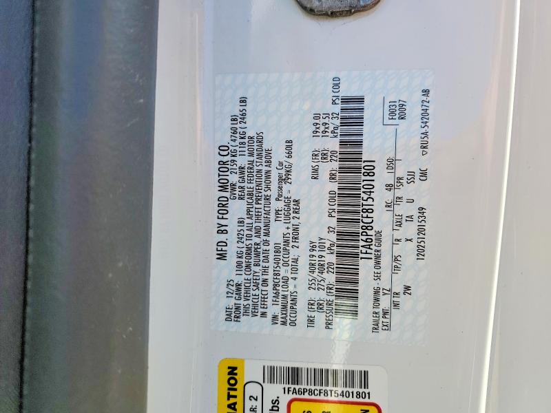 2026 Ford Mustang მანქანა იყიდება აუქციონზე, vin: 1FA6P8CF8T5401801, აუქციონის ნომერი: 58572686