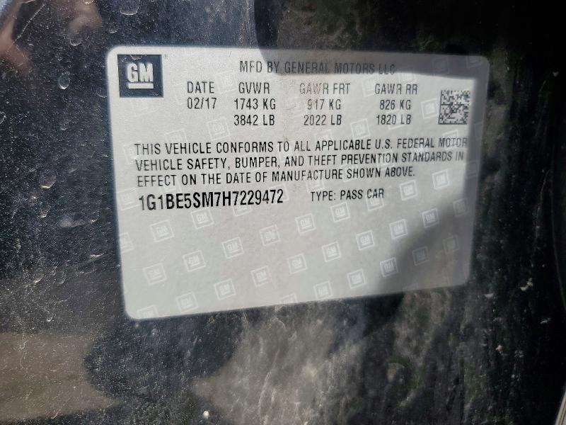 Продаж на аукціоні авто 2017 Chevrolet Cruze, vin: 1G1BE5SM7H7229472, номер лоту: 54923306