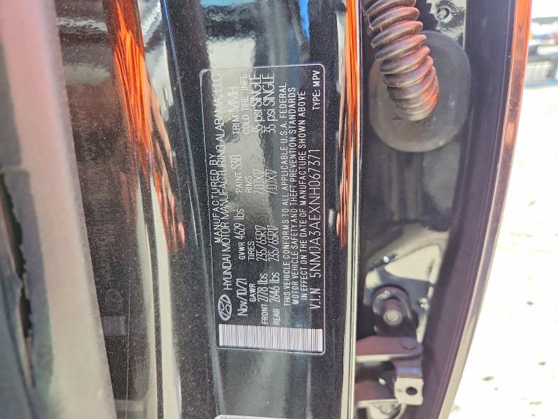 57125616 :رقم المزاد ، 5NMJA3AEXNH067371 vin ، 2022 Hyundai Tucson مزاد بيع