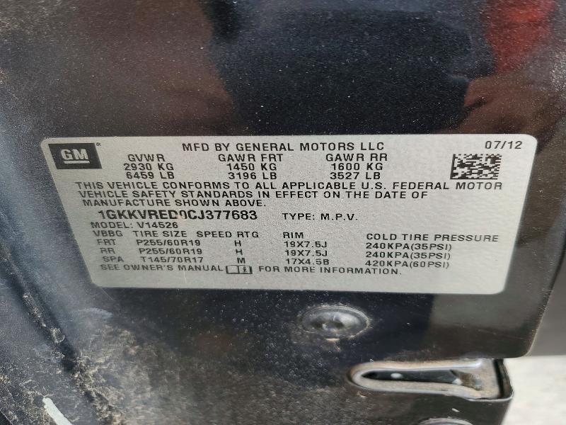 Aukcja sprzedaży 2012 Gmc Acadia, vin: 1GKKVRED0CJ377683, numer aukcji: 57445946