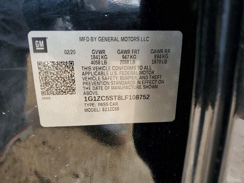Продаж на аукціоні авто 2020 Chevrolet Malibu, vin: 1G1ZC5ST8LF108752, номер лоту: 56311196