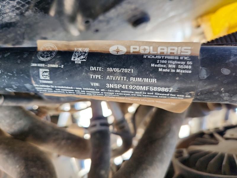 2021 Polaris Rzr მანქანა იყიდება აუქციონზე, vin: 3NSP4E920MF589867, აუქციონის ნომერი: 56263356