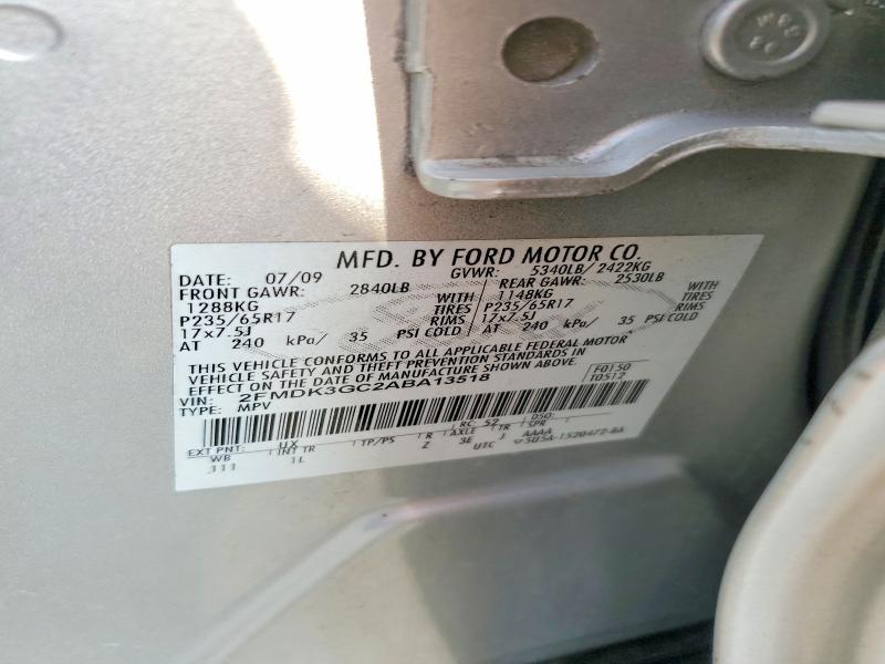 57674816 :رقم المزاد ، 2FMDK3GC2ABA13518 vin ، 2010 Ford Edge مزاد بيع
