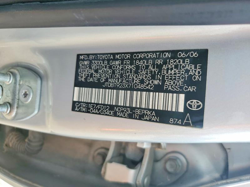 57868996 :رقم المزاد ، JTDBT923X71048542 vin ، 2007 Toyota Yaris مزاد بيع