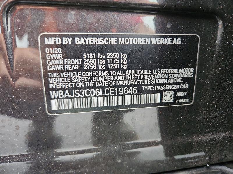 Aukcja sprzedaży 2020 Bmw 540, vin: WBAJS3C06LCE19646, numer aukcji: 57218366
