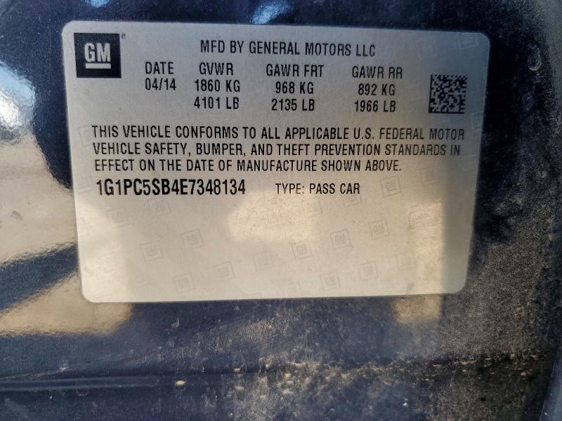 57971946 :رقم المزاد ، 1G1PC5SB4E7348134 vin ، 2014 Chevrolet Cruze مزاد بيع