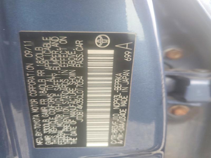Aukcja sprzedaży 2012 Toyota Yaris, vin: JTDBT4K35CL017054, numer aukcji: 58409716