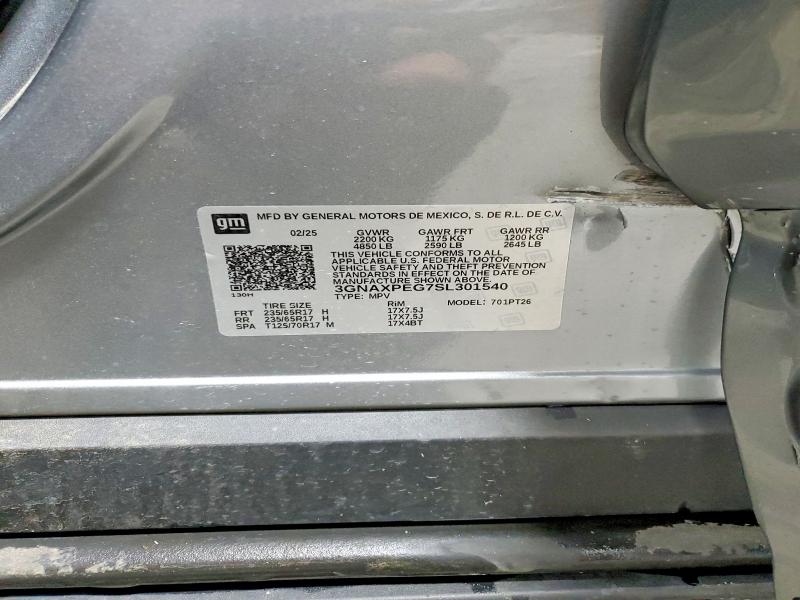 58410236 :رقم المزاد ، 3GNAXPEG7SL301540 vin ، 2025 Chevrolet Equinox مزاد بيع