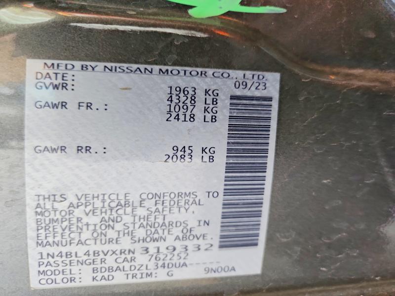 2024 Nissan Altima მანქანა იყიდება აუქციონზე, vin: 1N4BL4BVXRN319332, აუქციონის ნომერი: 57295106