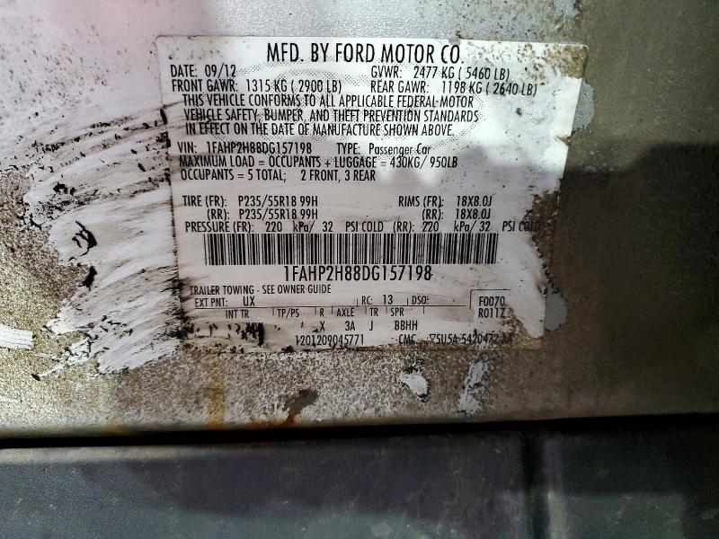 2013 Ford Taurus მანქანა იყიდება აუქციონზე, vin: 1FAHP2H88DG157198, აუქციონის ნომერი: 57669886