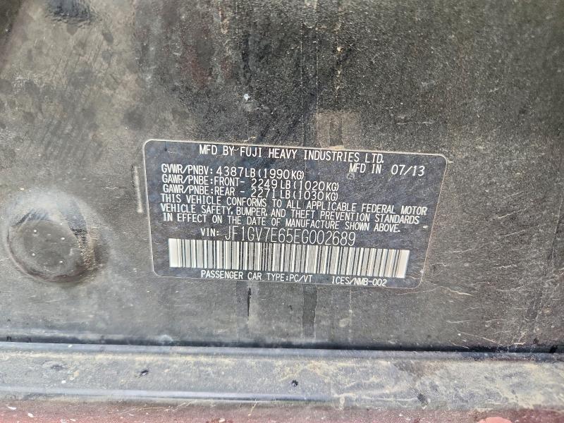 2014 Subaru Impreza მანქანა იყიდება აუქციონზე, vin: JF1GV7E65EG002689, აუქციონის ნომერი: 55920636