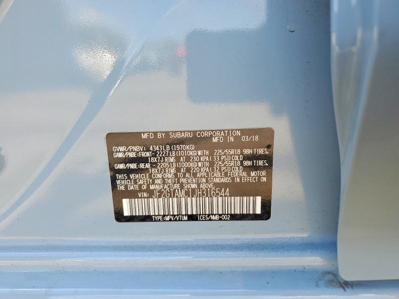 56958366 :رقم المزاد ، JF2GTAMC1JH316544 vin ، 2018 Subaru Crosstrek مزاد بيع