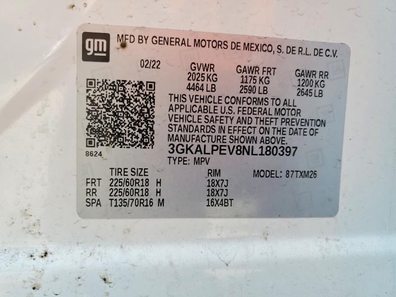 57576336 :رقم المزاد ، 3GKALPEV8NL180397 vin ، 2022 Gmc Terrain مزاد بيع