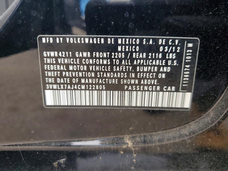 Продажа на аукционе авто 2012 Volkswagen Jetta, vin: 3VWLX7AJ4CM122805, номер лота: 58894636