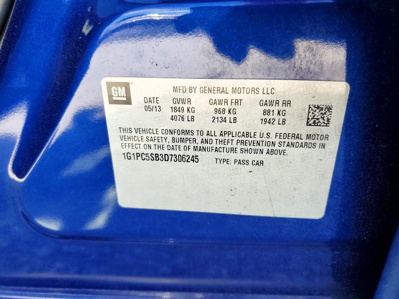 2013 Chevrolet Cruze მანქანა იყიდება აუქციონზე, vin: 1G1PC5SB3D7306245, აუქციონის ნომერი: 58527966