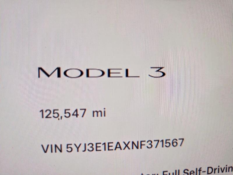 56638466 :رقم المزاد ، 5YJ3E1EAXNF371567 vin ، 2022 Tesla Model 3 مزاد بيع