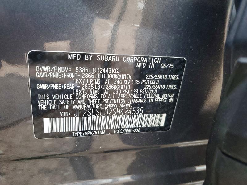 Aukcja sprzedaży 2025 Subaru Forester, vin: JF2SLSED2SH424535, numer aukcji: 58909636