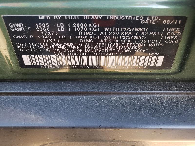 Aukcja sprzedaży 2011 Subaru Outback, vin: 4S4BRBCC7B3444814, numer aukcji: 55844096