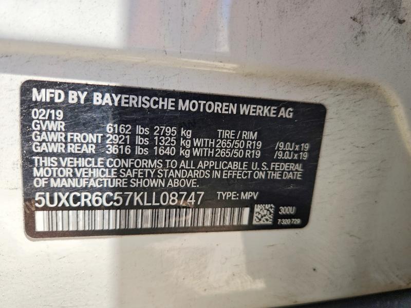 2019 Bmw X5 მანქანა იყიდება აუქციონზე, vin: 5UXCR6C57KLL08747, აუქციონის ნომერი: 57036366