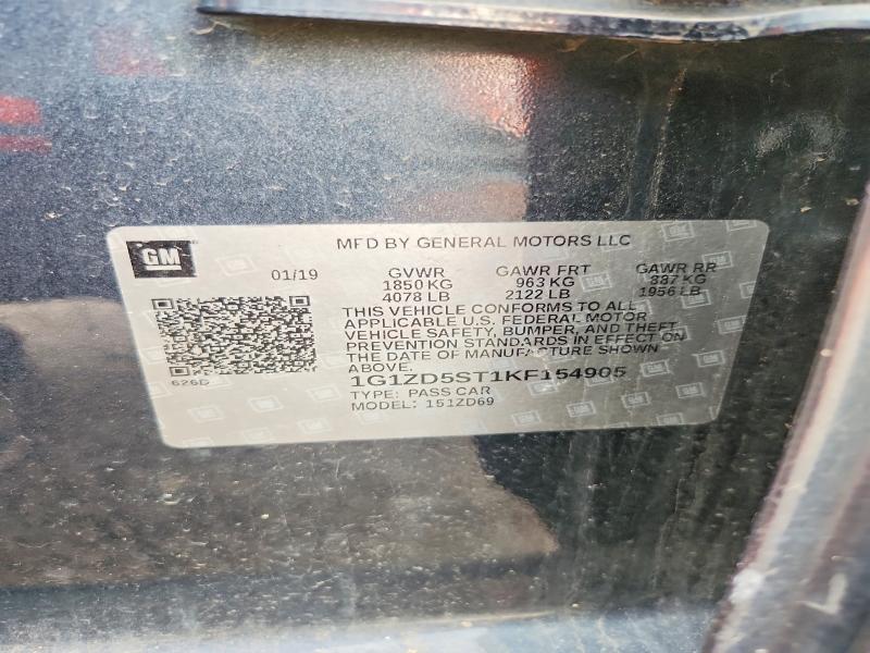 Aukcja sprzedaży 2019 Chevrolet Malibu, vin: 1G1ZD5ST1KF154905, numer aukcji: 57394736