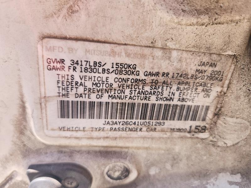 Aukcja sprzedaży 2001 Mitsubishi Mirage, vin: JA3AY26C41U051293, numer aukcji: 58544156
