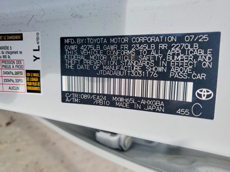 57049476 :رقم المزاد ، JTDADABU1T3031176 vin ، 2026 Toyota Prius مزاد بيع