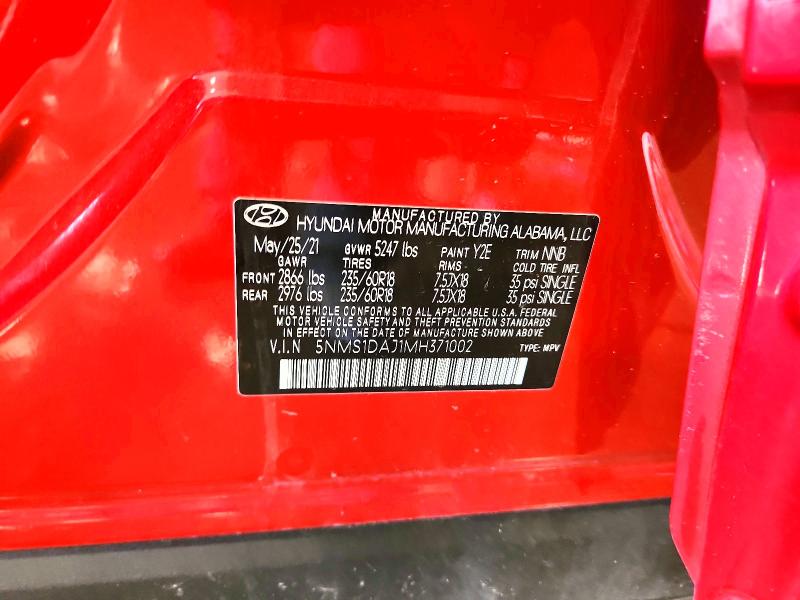 Aukcja sprzedaży 2021 Hyundai Santa Fe, vin: 5NMS1DAJ1MH371002, numer aukcji: 56733646