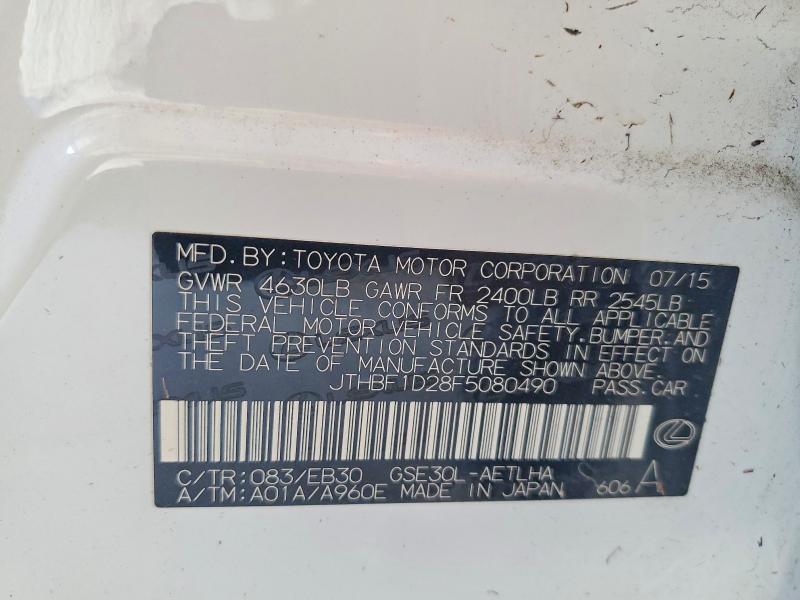 2015 Lexus Is მანქანა იყიდება აუქციონზე, vin: JTHBF1D28F5080490, აუქციონის ნომერი: 56734626