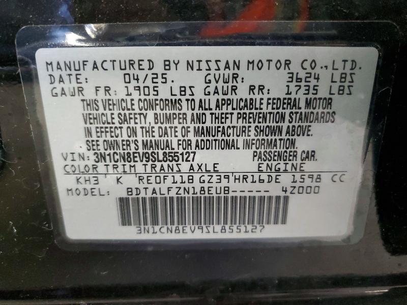 Продажа на аукционе авто 2025 Nissan Versa, vin: 3N1CN8EV9SL855127, номер лота: 55910466