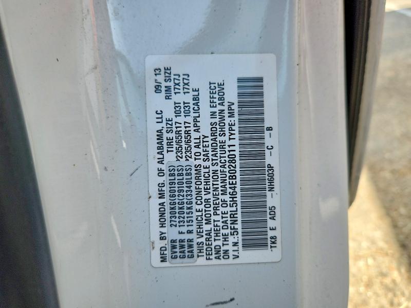 55185666 :رقم المزاد ، 5FNRL5H64EB028011 vin ، 2014 Honda Odyssey مزاد بيع
